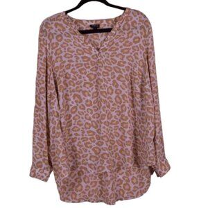 Torrid Women's Georgette Hi-Low Long Sleeve Cheetah Print Blouse - Size L